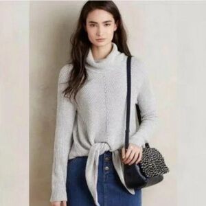 Moth Anthropologie cashmere blend turtleneck tie front sweater